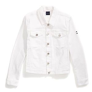 Tommy Hilfiger Frayed White Denim Jean Jacket